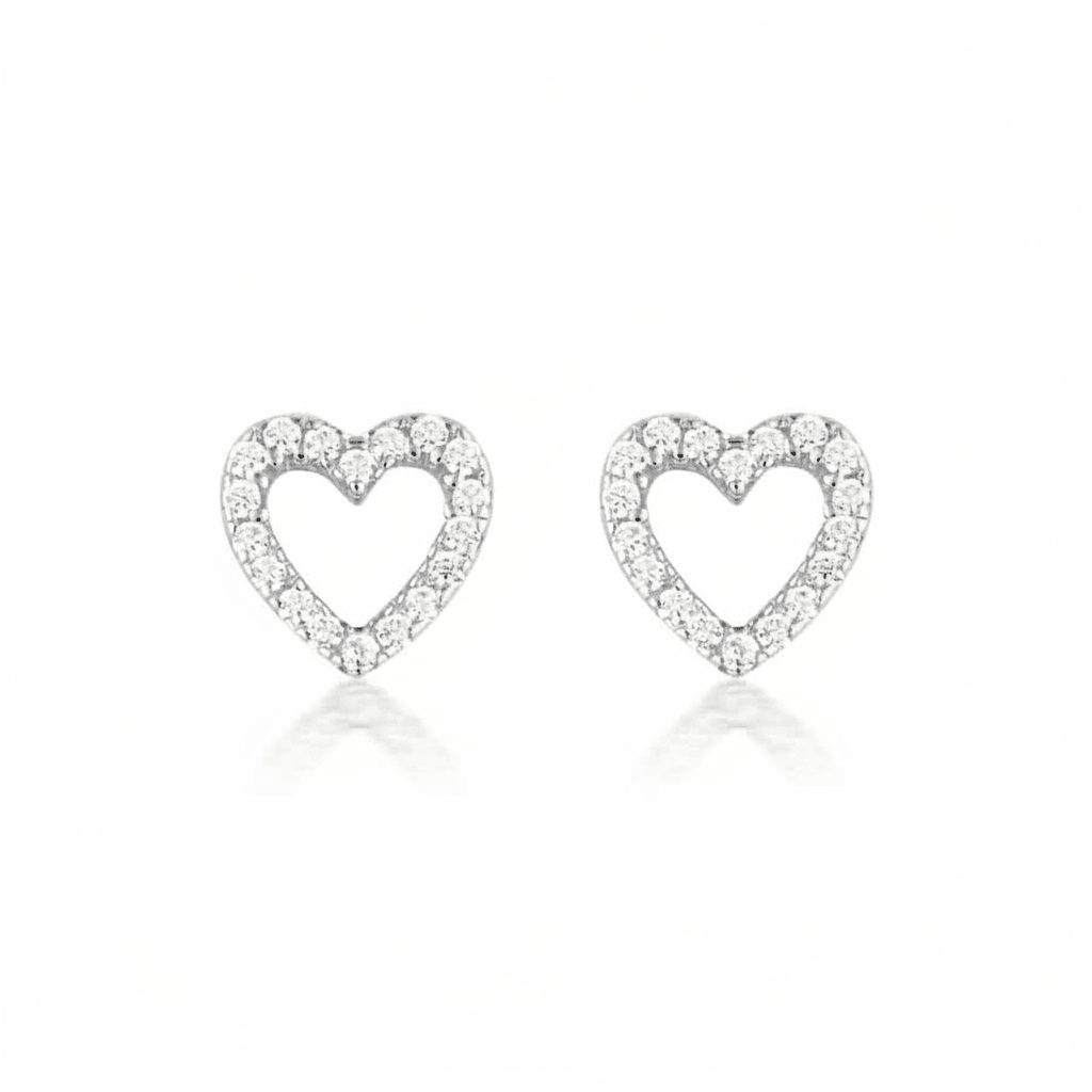 MISU 925 Sterling Silver Earrings Heart CZ -Misu