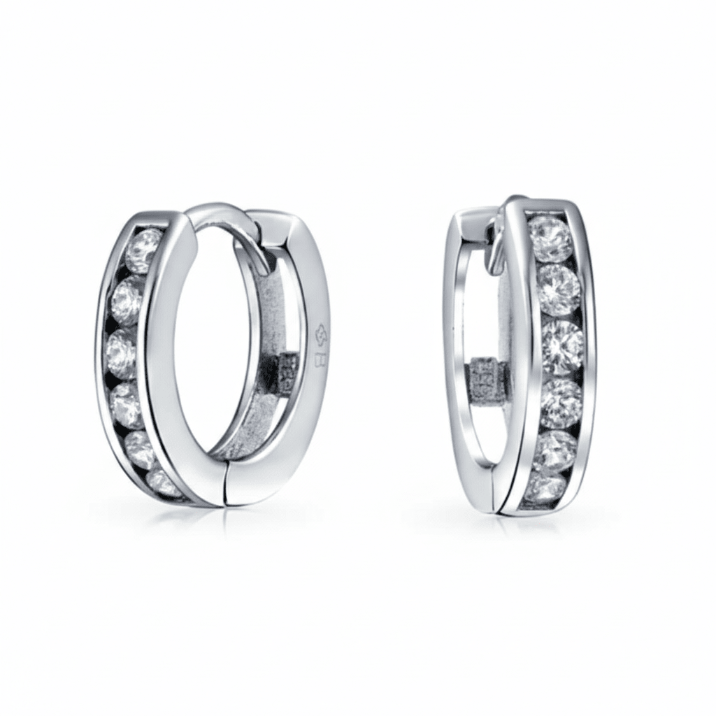 MISU 925 Sterling Silver Earrings Huggie -Misu