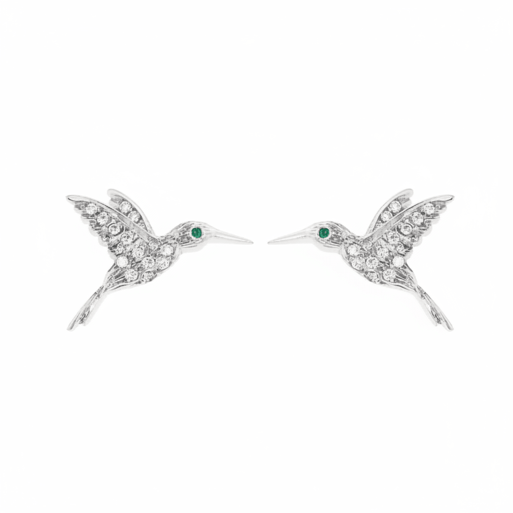 MISU 925 Sterling Silver Earrings Hummingbird -Misu