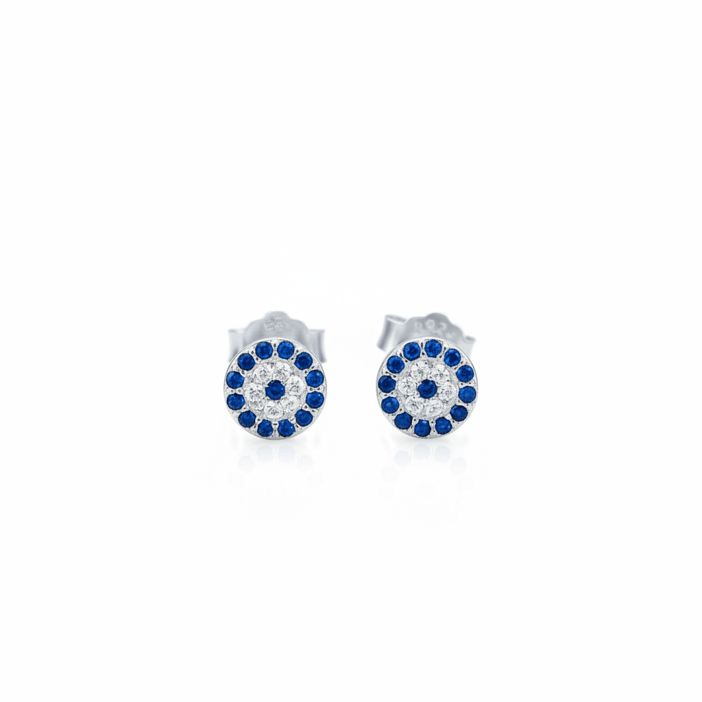 MISU 925 Sterling Silver Earrings Mini Evil Eye -Misu