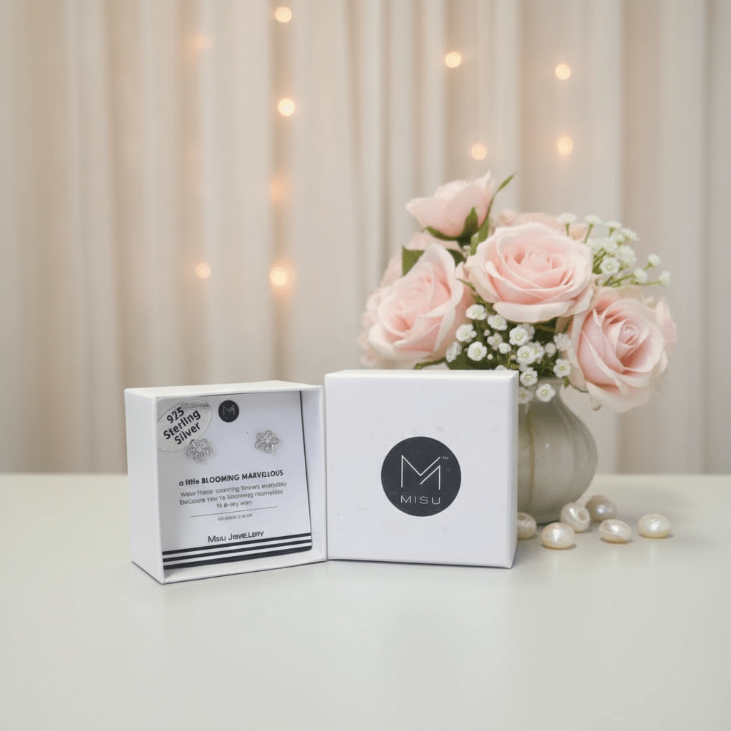 MISU 925 Sterling Silver Flower Power Studs -Misu