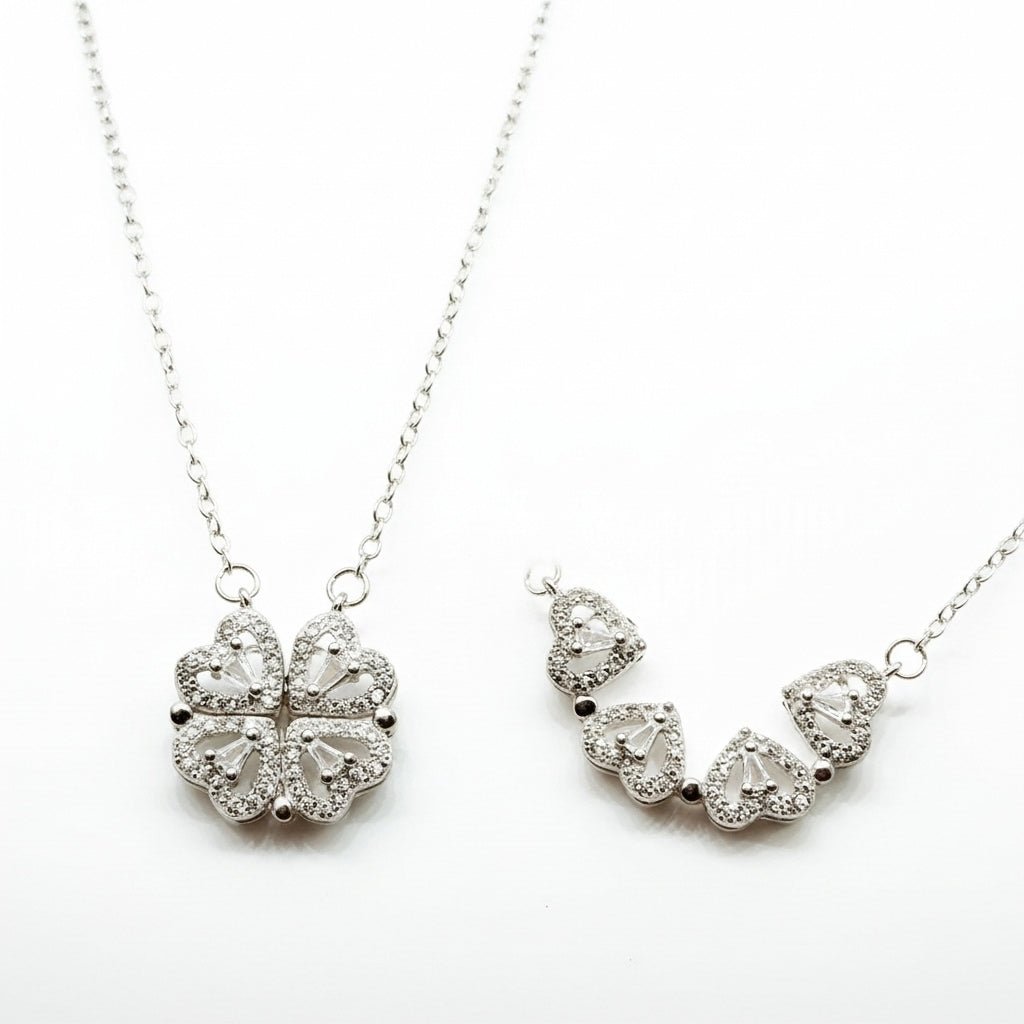 MISU 925 Sterling Silver Heart in Heart Necklace -Misu