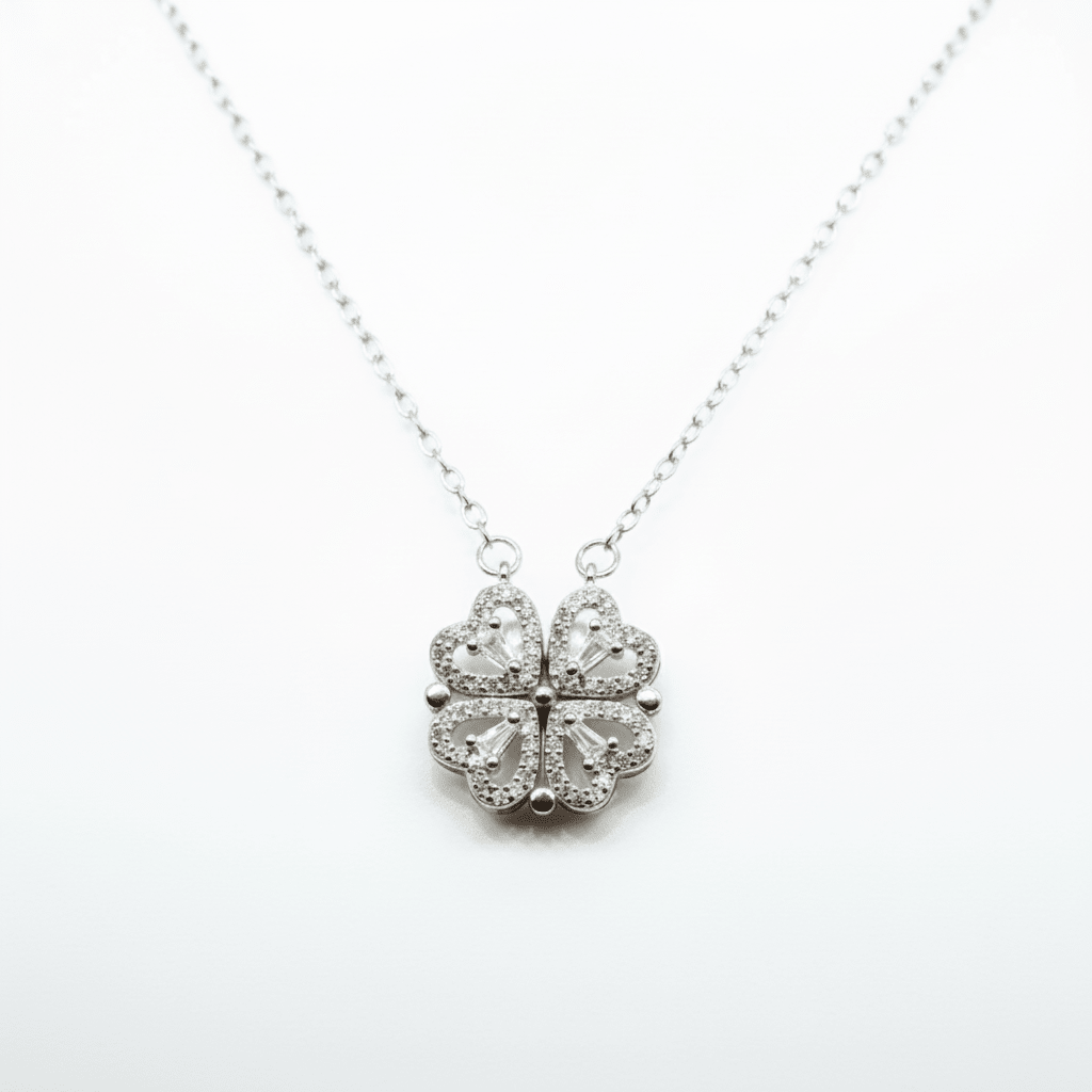 MISU 925 Sterling Silver Heart in Heart Necklace -Misu