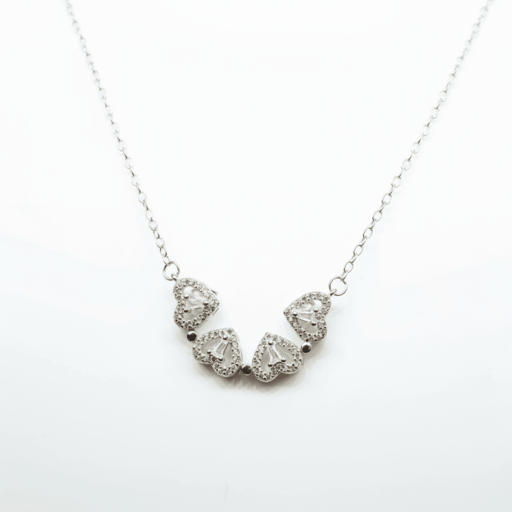 MISU 925 Sterling Silver Heart in Heart Necklace -Misu