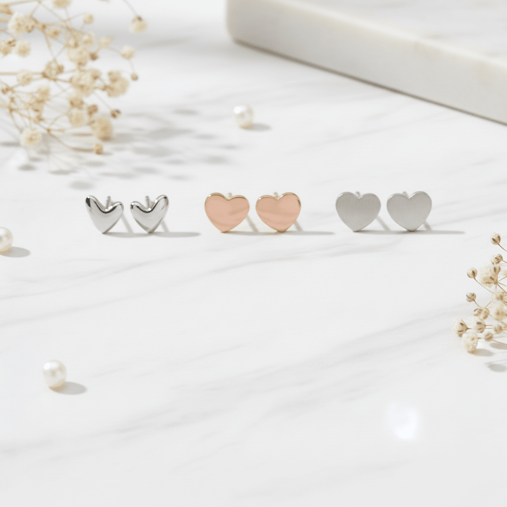 MISU 925 Sterling Silver Hearts Alive Set Of 3 Earrings -Misu