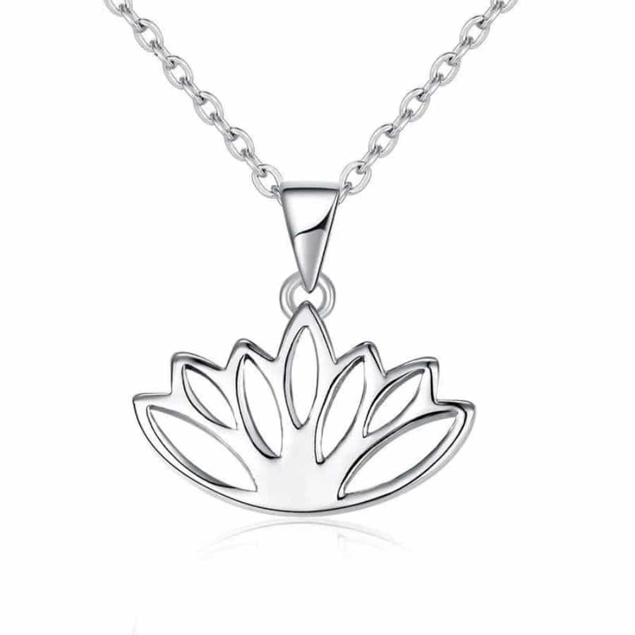 MISU 925 Sterling Silver Necklace Lotus Flower -Misu