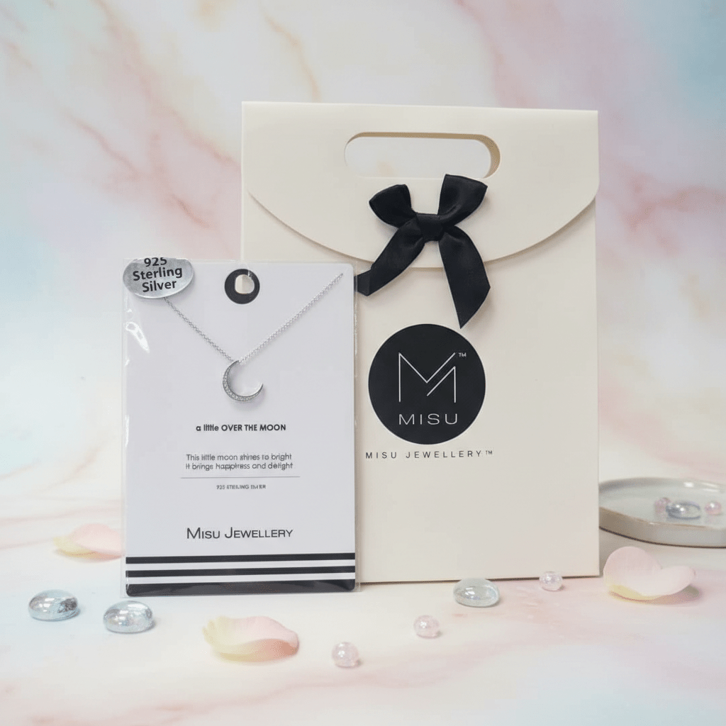 MISU 925 Sterling Silver Necklace Moon -Misu