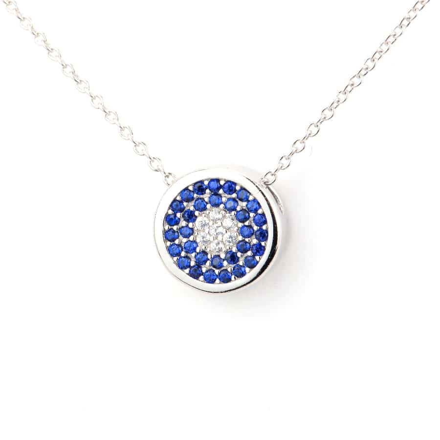 MISU 925 Sterling Silver Necklace White & Blue -Misu