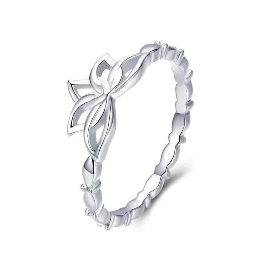 MISU 925 Sterling Silver Ring Adjustable Lotus Flower -Misu