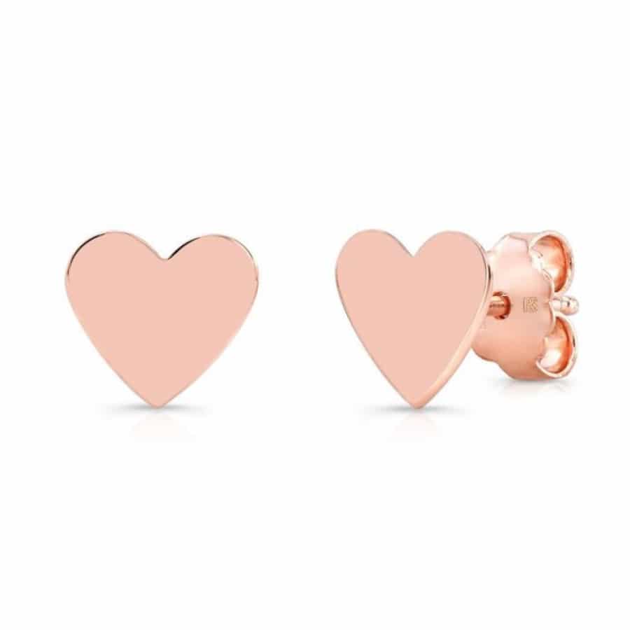 MISU 925 Sterling Silver Rose Gold Earrings Heart -Misu