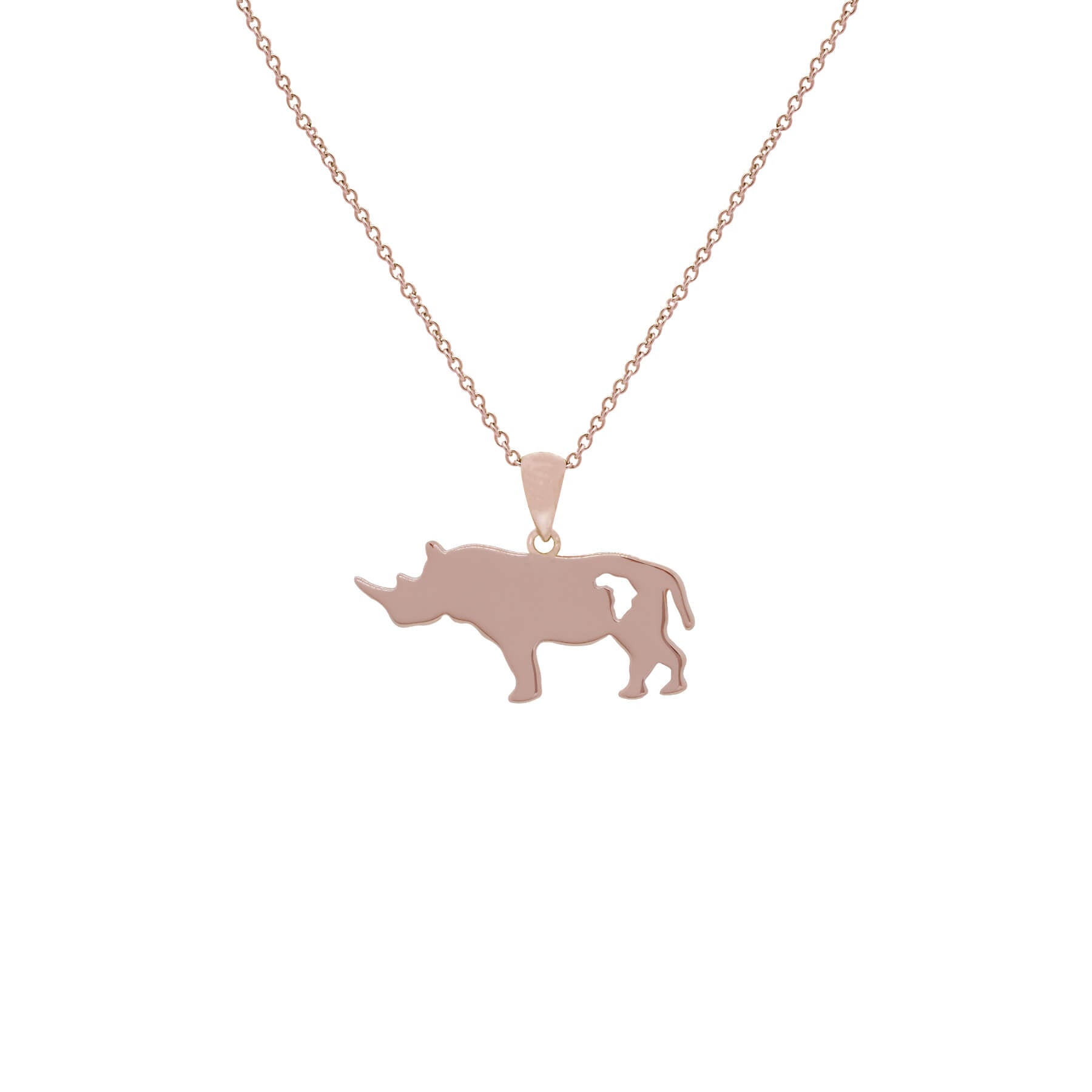 MISU 925 Sterling Silver Rose Gold Necklace Rhino -Misu