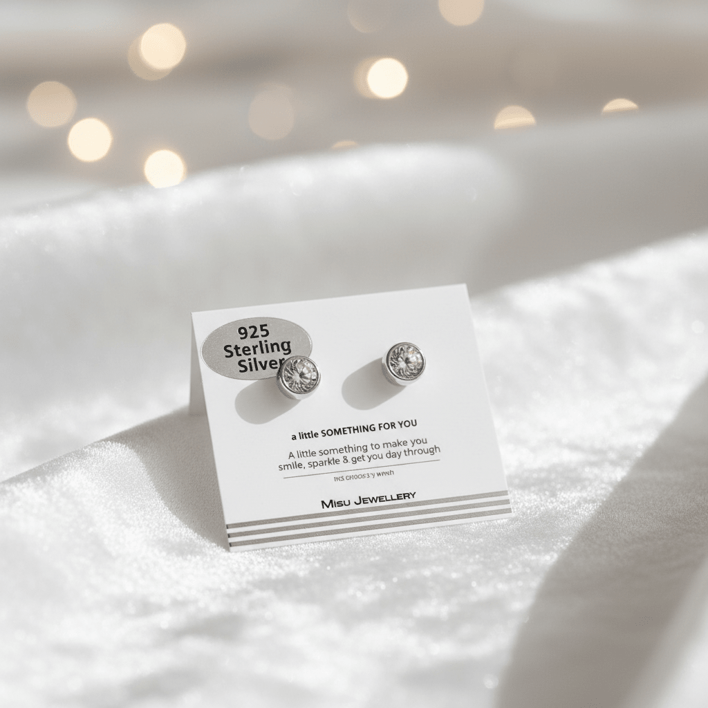 MISU 925 Sterling Silver Stud Earrings -Misu
