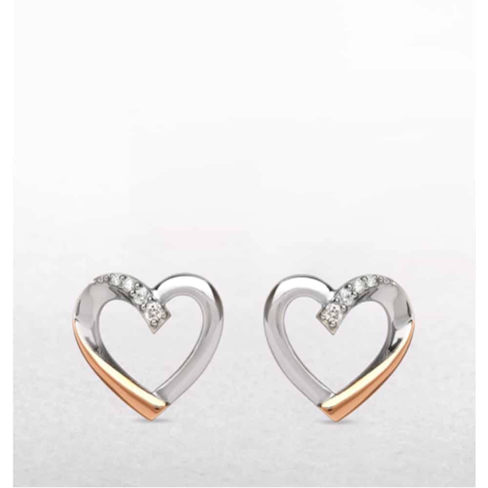 MISU 925 Sterling Silver Two Tone Heart Studs -Misu