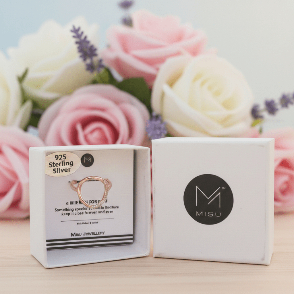 MISU Rose Gold Adjustable Demi CZ Circle Ring -Misu