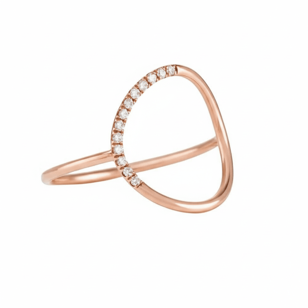 MISU Rose Gold Adjustable Demi CZ Circle Ring -Misu