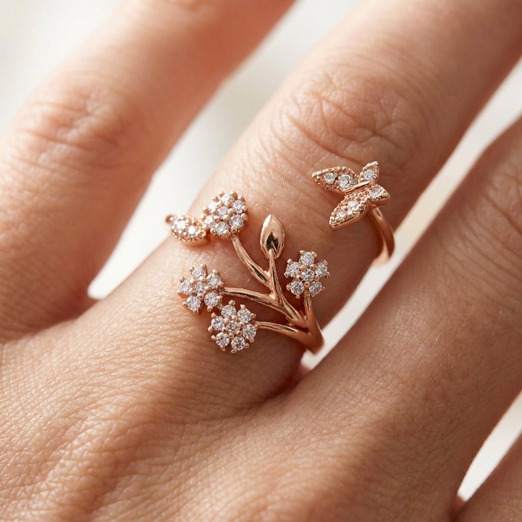 MISU Rose Gold All That Flutter Adjustable Ring -Misu