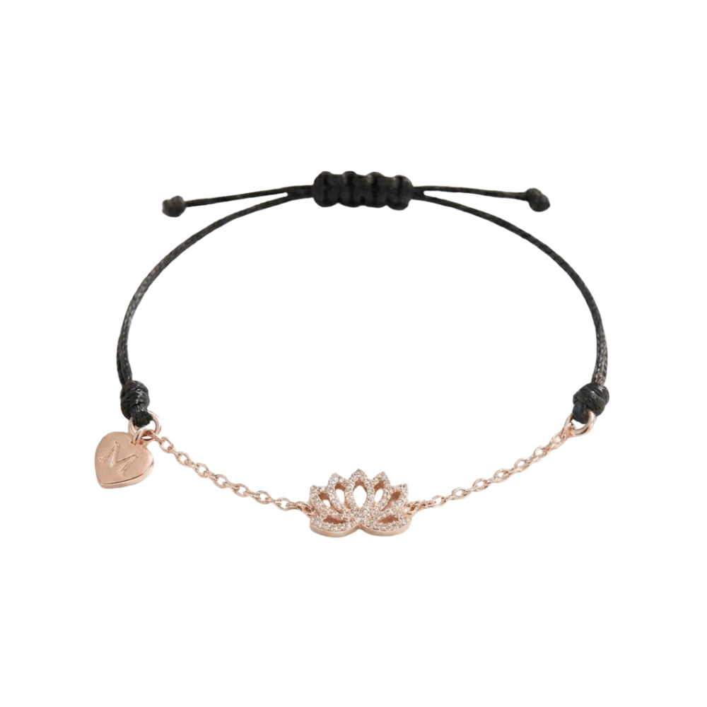 MISU Rose Gold CZ Lotus Adjustable Bracelet -Misu