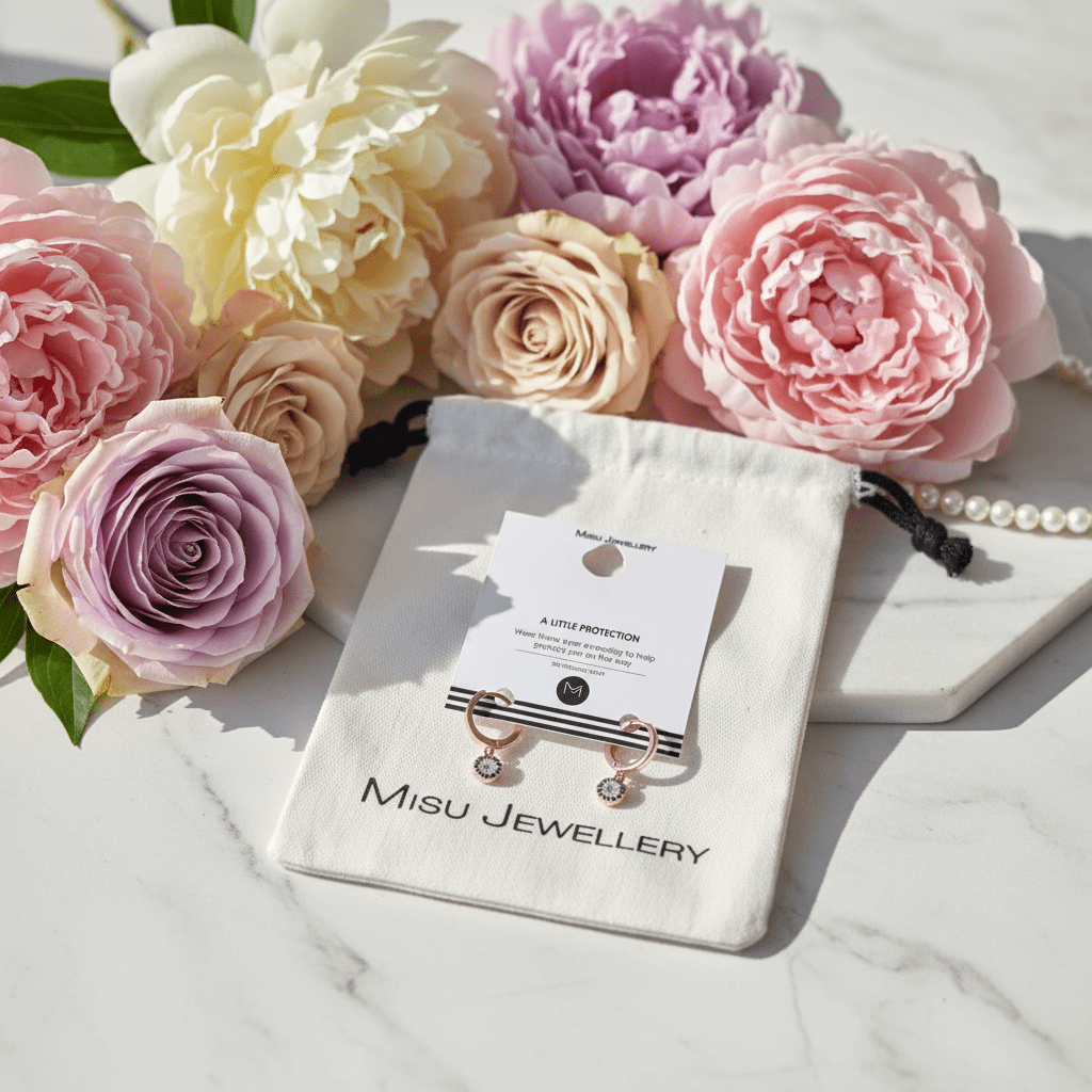MISU Rose Gold Earrings Eye Huggies -Misu