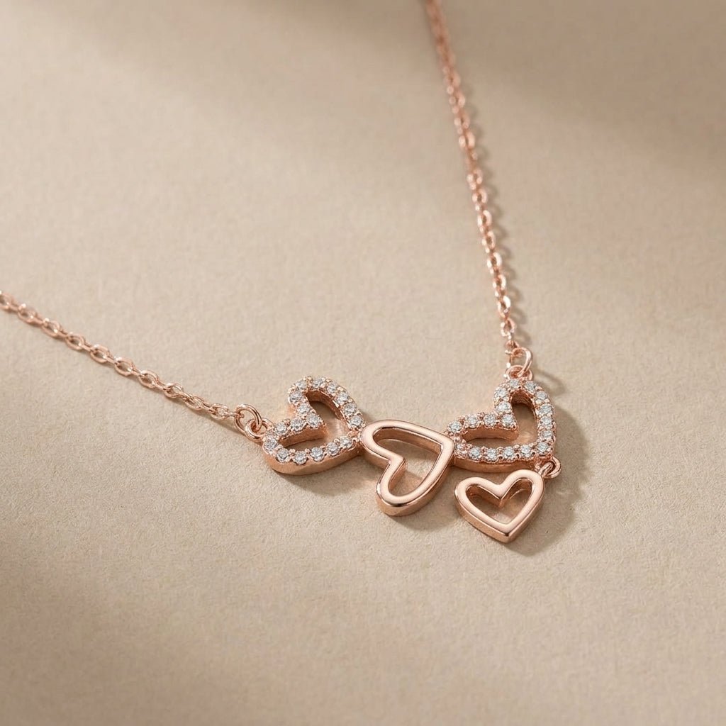 MISU Rose Gold Hearts Alive Necklace -Misu