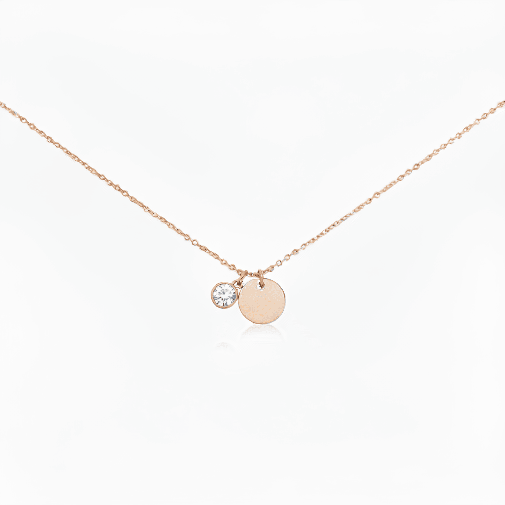 MISU Rose Gold Necklace Birth Month Apr-Diamond -Misu