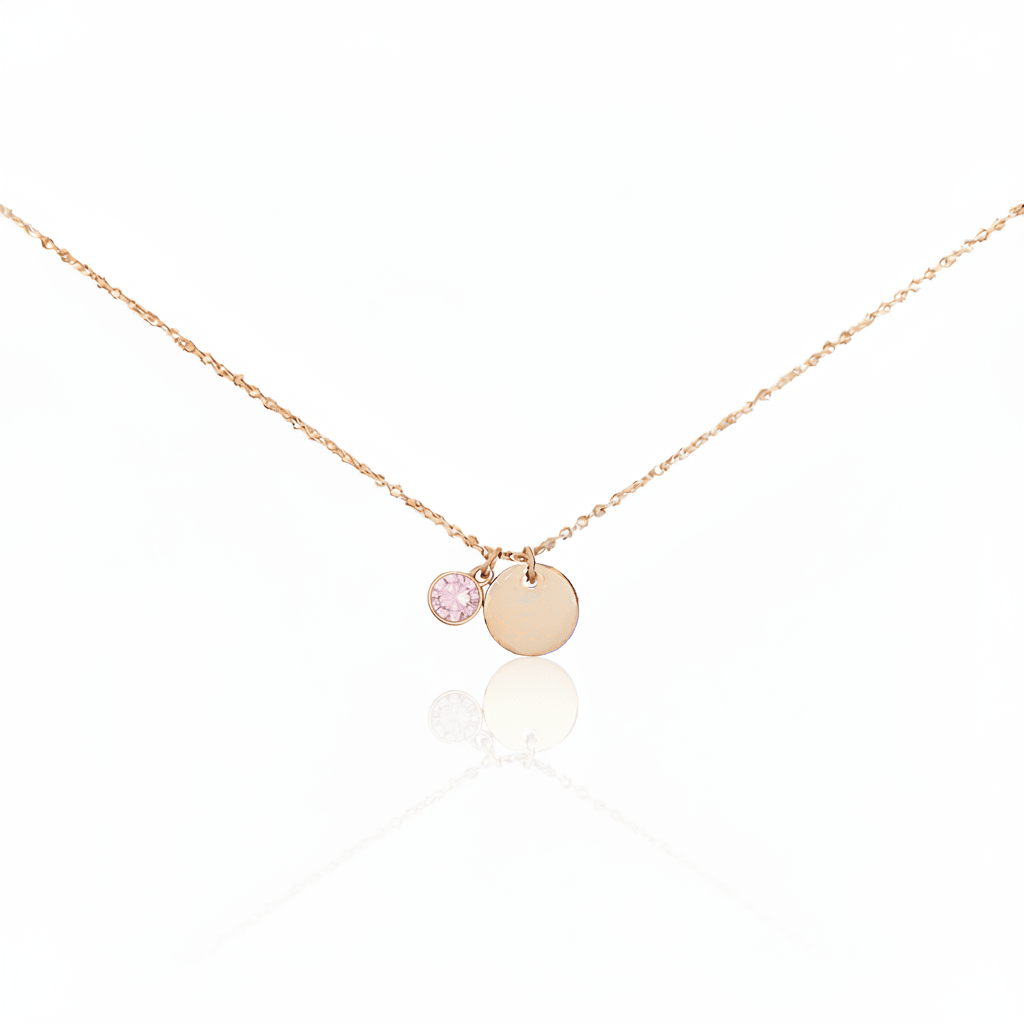MISU Rose Gold Necklace Birth Month Oct-Tourmaline -Misu