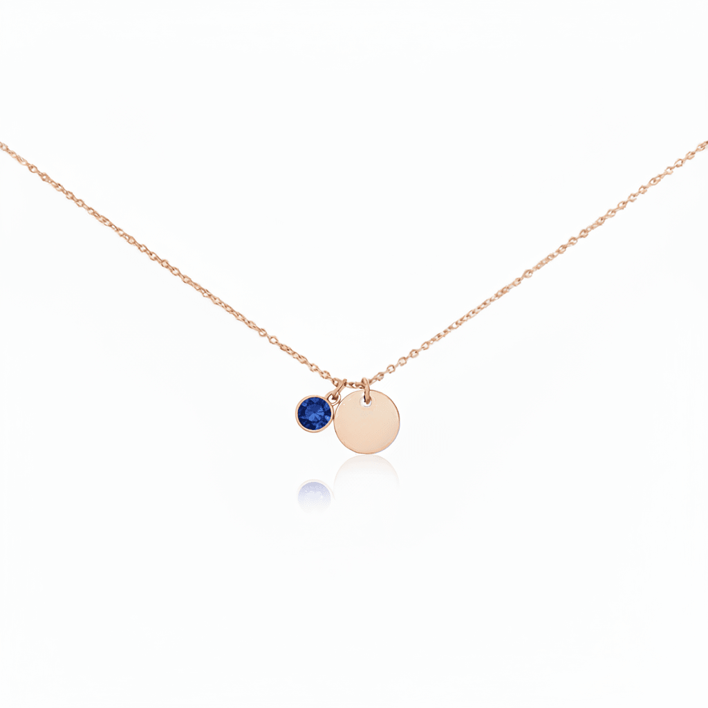 MISU Rose Gold Necklace Birth Month Sep-Sapphire -Misu