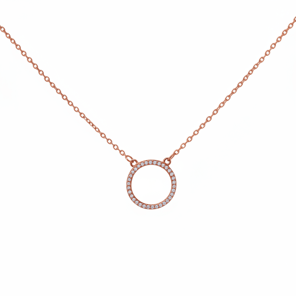 MISU Rose Gold Necklace CZ Circle -Misu