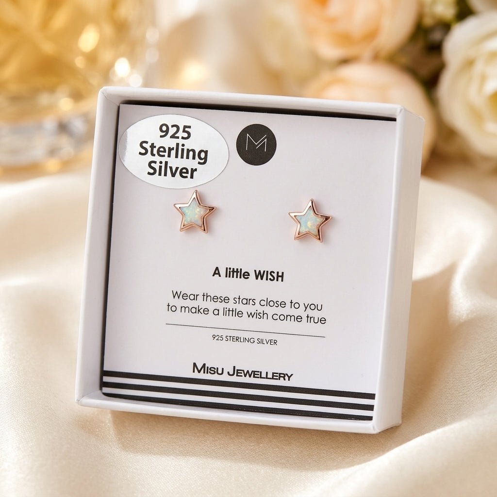 MISU Rose Gold Opal Star Studs -Misu
