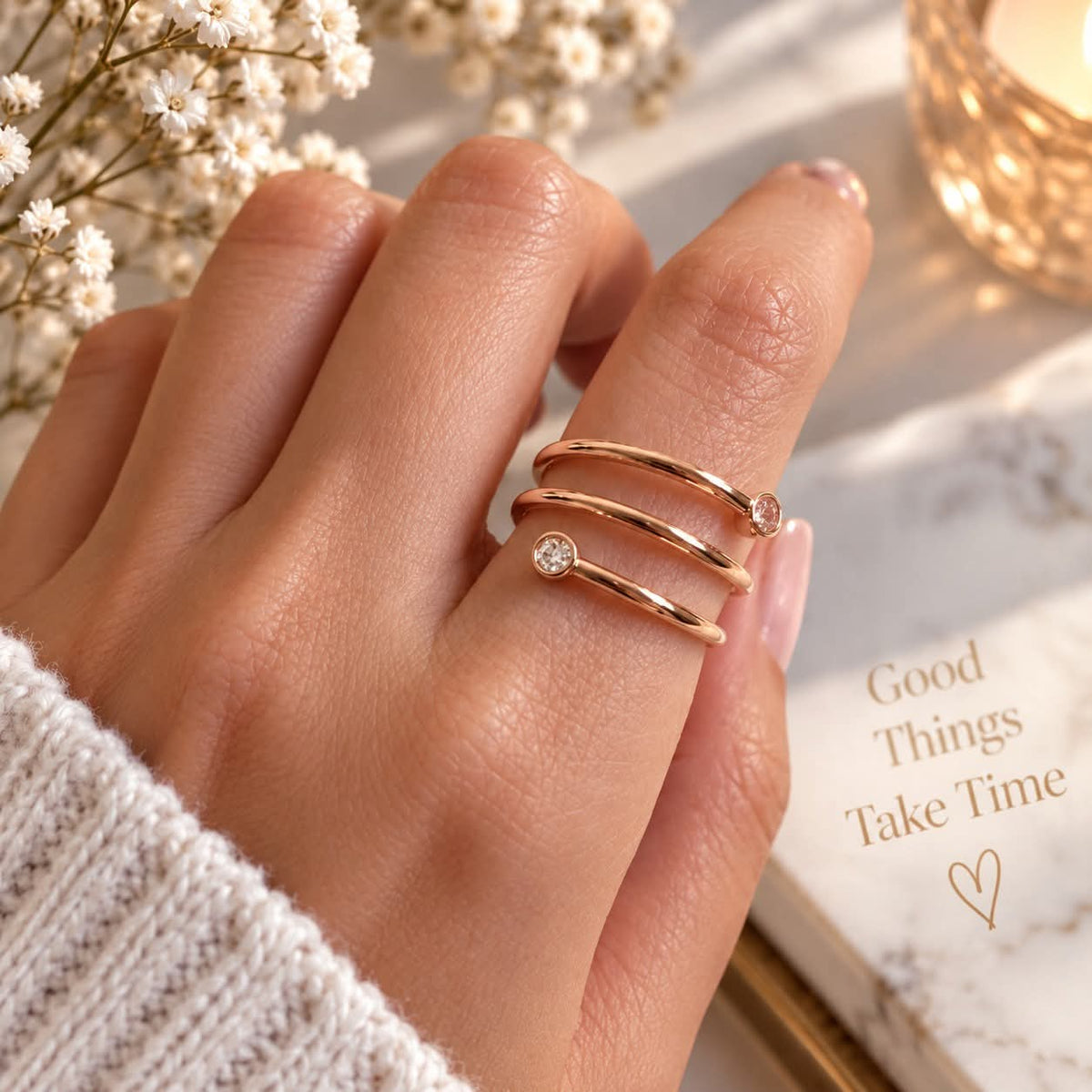 MISU Rose Gold Ring Adjustable Twirl -Misu