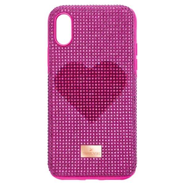 Mobile Accessories: CRYSTALGRAM IPXSMAX:CASE PINK HEART -Swarovski