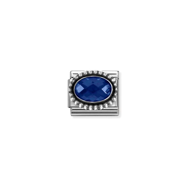 Nomination Composable Blue Dotted Oval Faceted CZ -Nomination