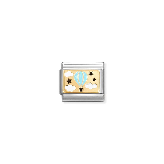 Nomination Composable Blue Hot Air Balloon Plates Yellow Gold -Nomination