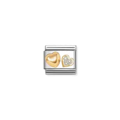 Nomination Composable Classic Link, Raised Gold Glitter Heart -Spilhaus