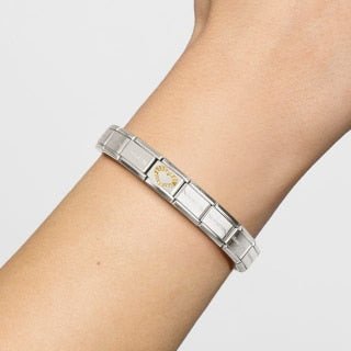 Nomination Composable Classic Link, Yellow Gold Heart Detail -Spilhaus