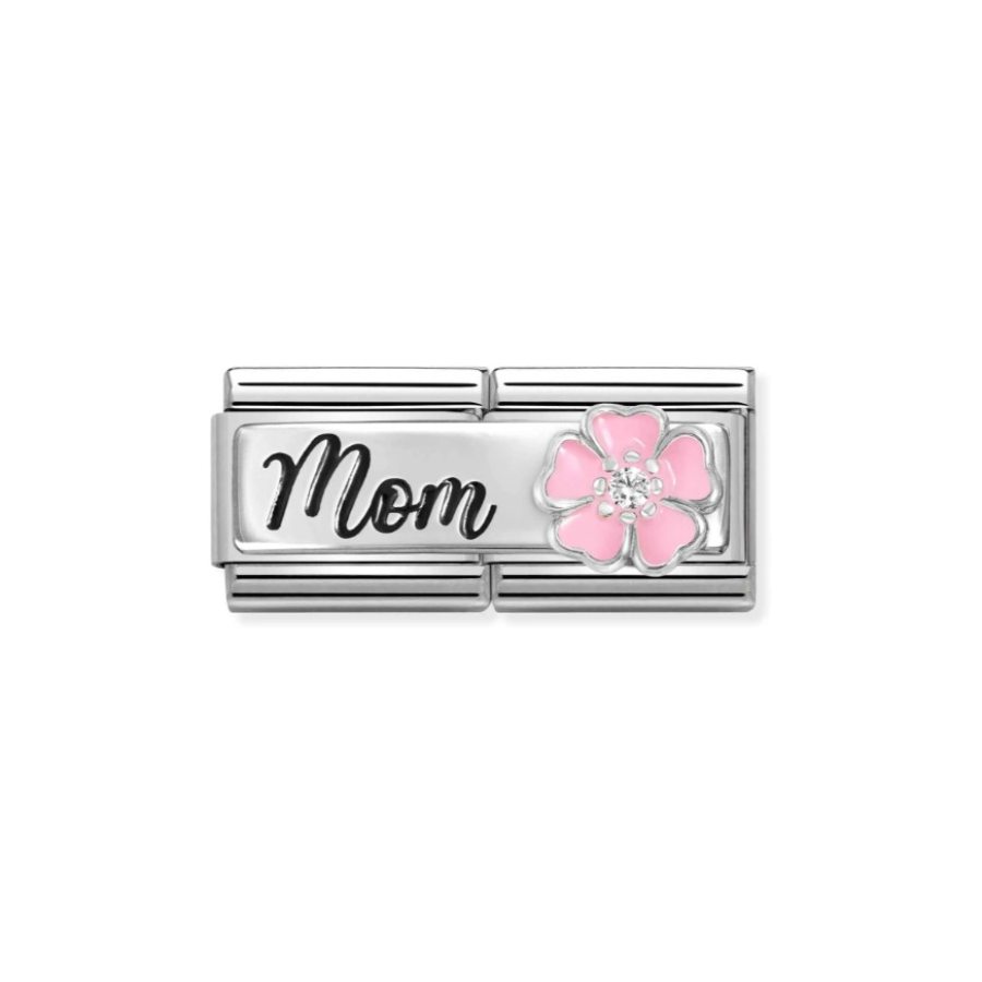Nomination Composable Dbl Mom Pink Flower Cubic Zirconia Symbol -Nomination
