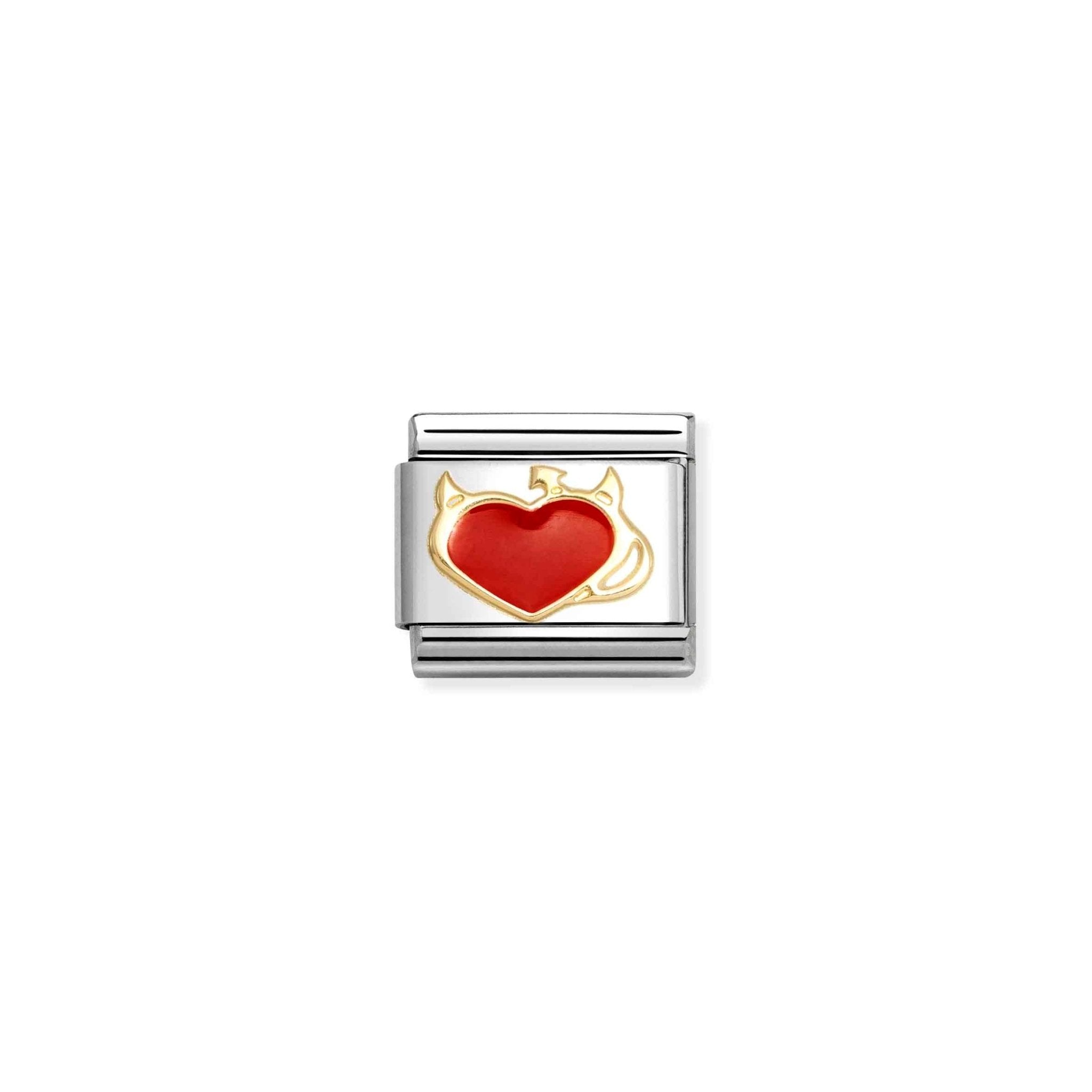 Nomination Composable Devil Heart Symbol SS 18ct YG&EN -Nomination