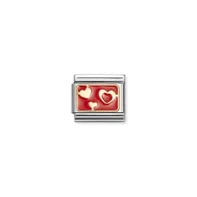 Nomination Composable Gold Various Red Hearts Charm Link -Spilhaus