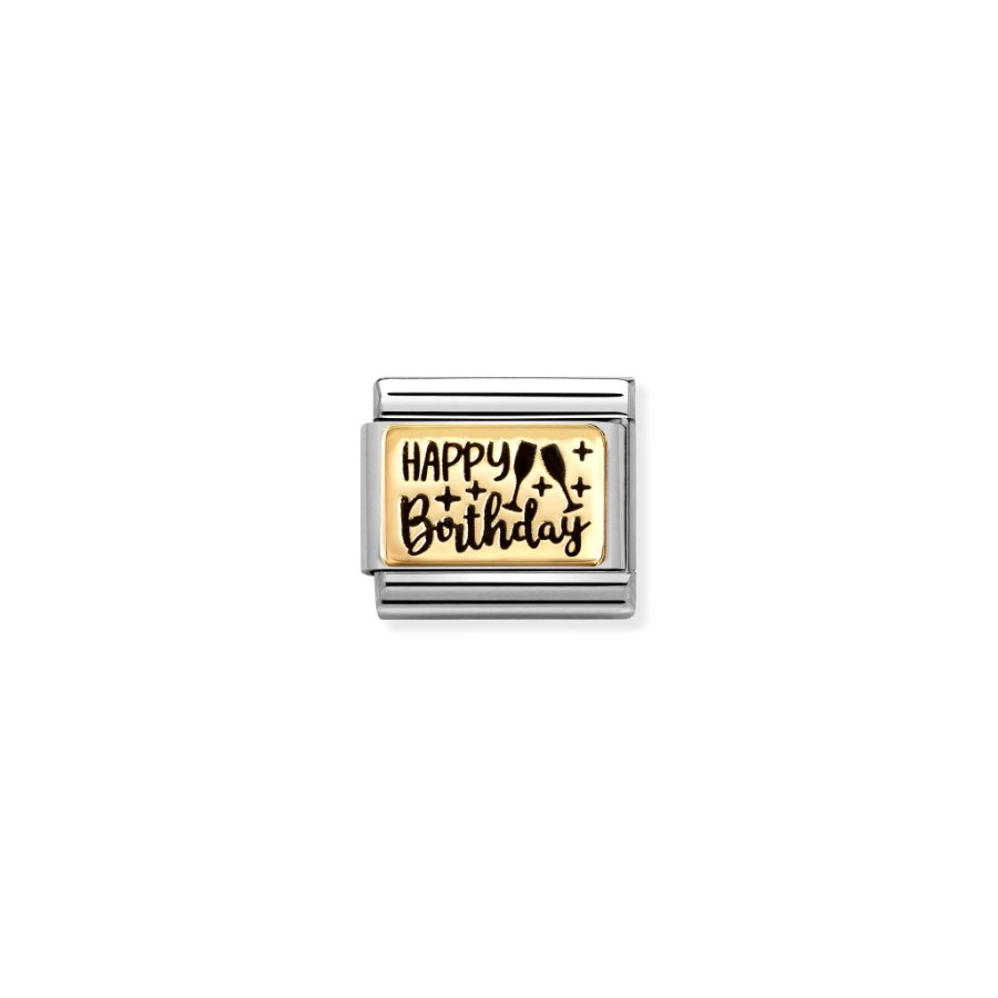 Nomination Composable Happy Birthday Plate 18k Gold -Nomination
