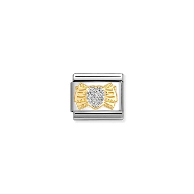 Nomination Composable Heart Bow Glitter Symbol Yellow Gold -Nomination