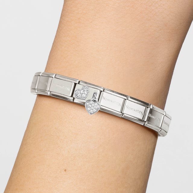 Nomination Composable Heart & Heart Pave Hanging CZ -Nomination