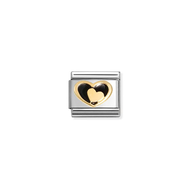 Nomination Composable Heart in Heart Black Symbol Yellow Black -Nomination