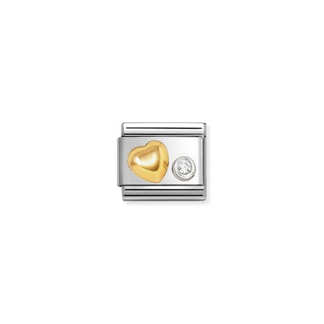 Nomination Composable Heart With Symbol CZ Yellow Gold -Nomination