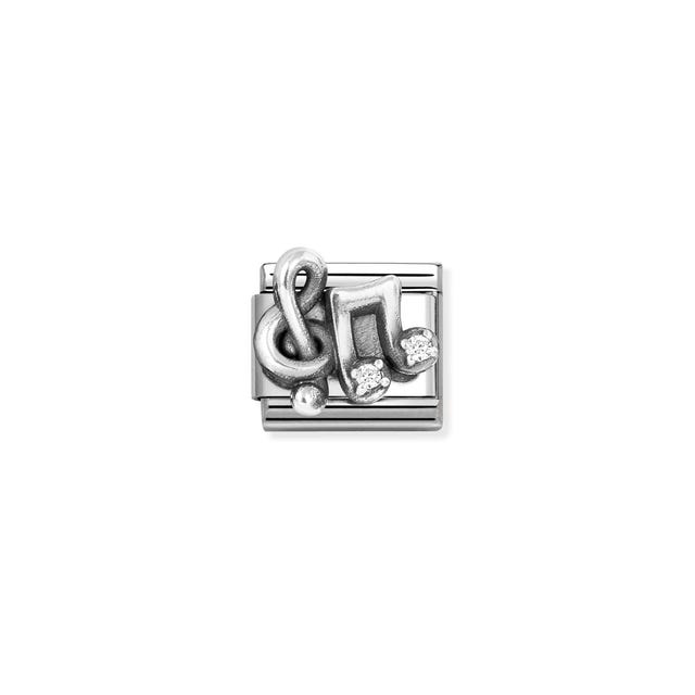 Nomination Composable Musical Notes Oxidized Symbol CZ -Nomination