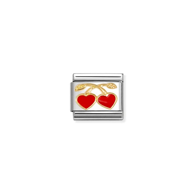 Nomination Composable Red Heart Cherries Symbol Yellow Gold -Nomination