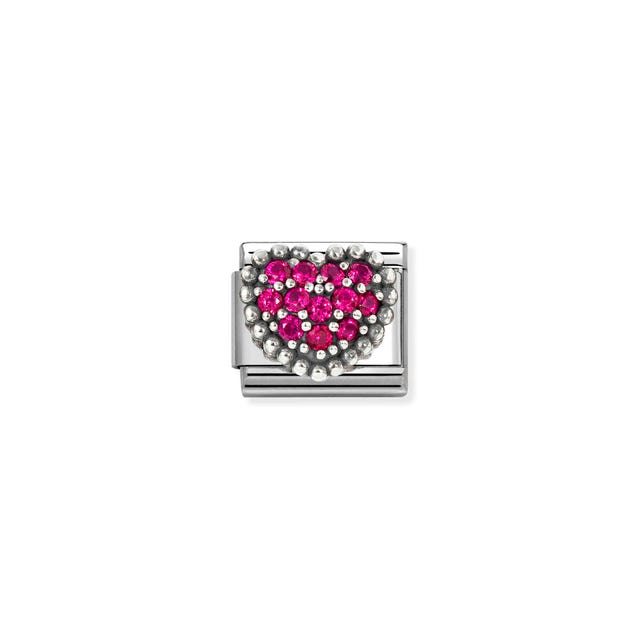 Nomination Composable Red Heart With Dots Oxidized Symbol CZ -Nomination