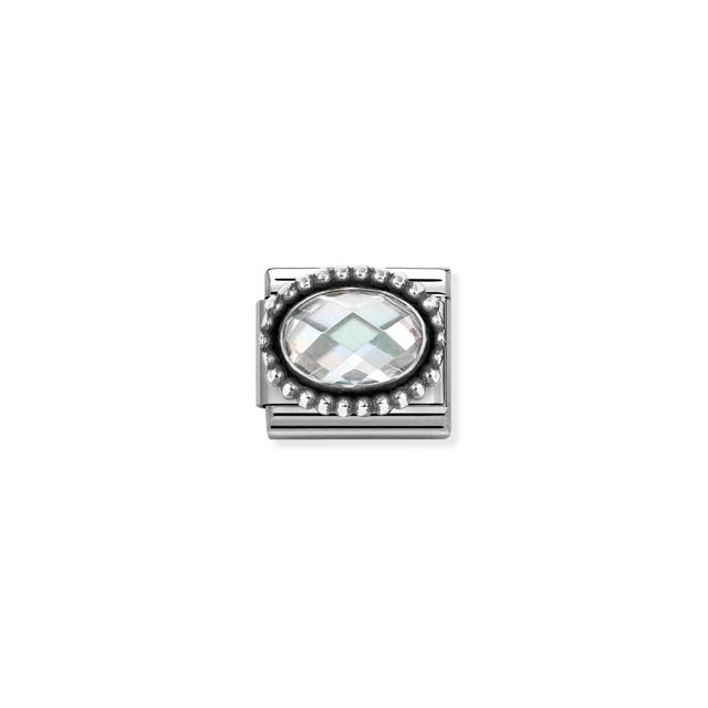 Nomination Composable White Dotted Oval Faceted CZ -Nomination