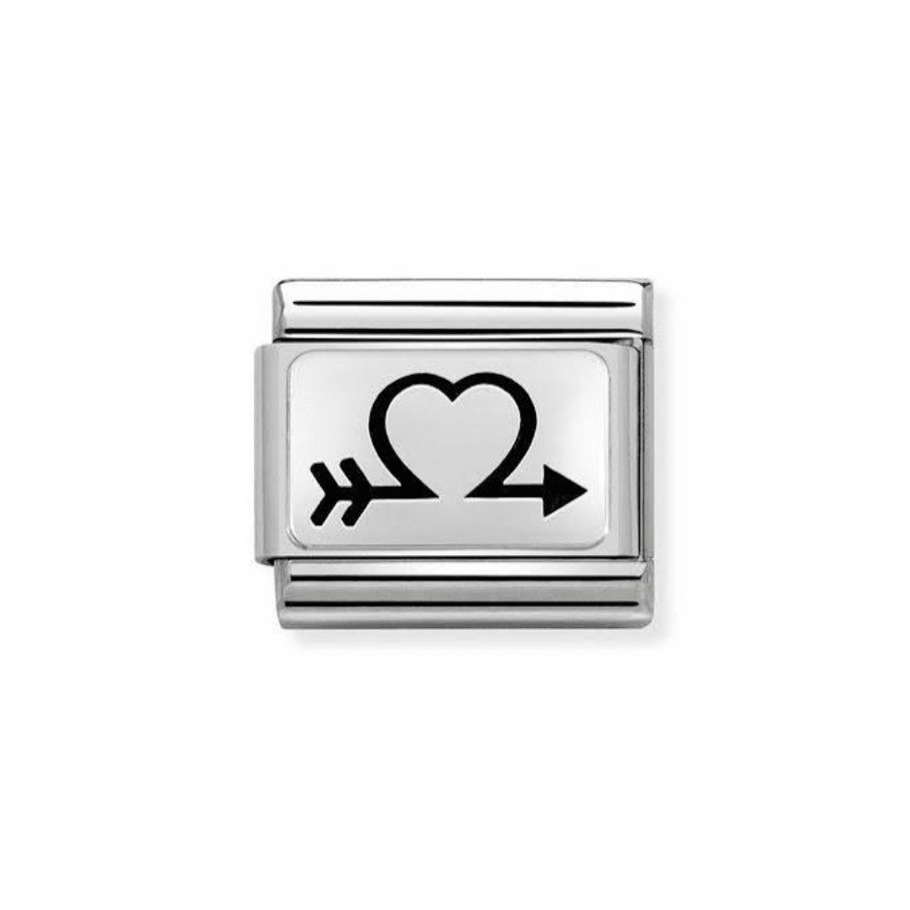 Nomination Plate Heart With Arrow Stainless Steel -Nomination