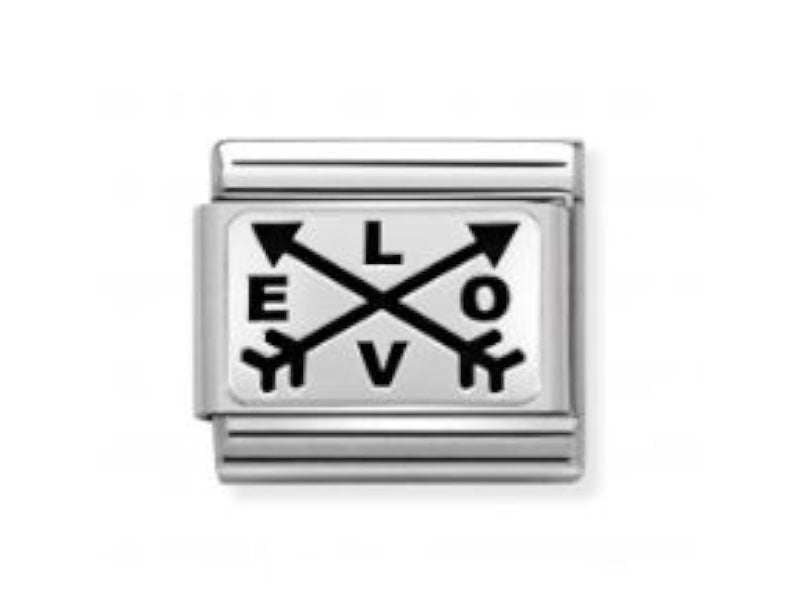 Nomination Plate Love W/Arrows S/Steel & S/S -Nomination