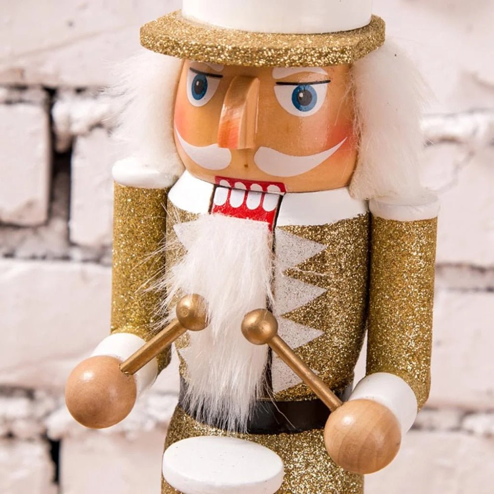 Nutcracker Ornament Gold Playing Drums -Spilhaus