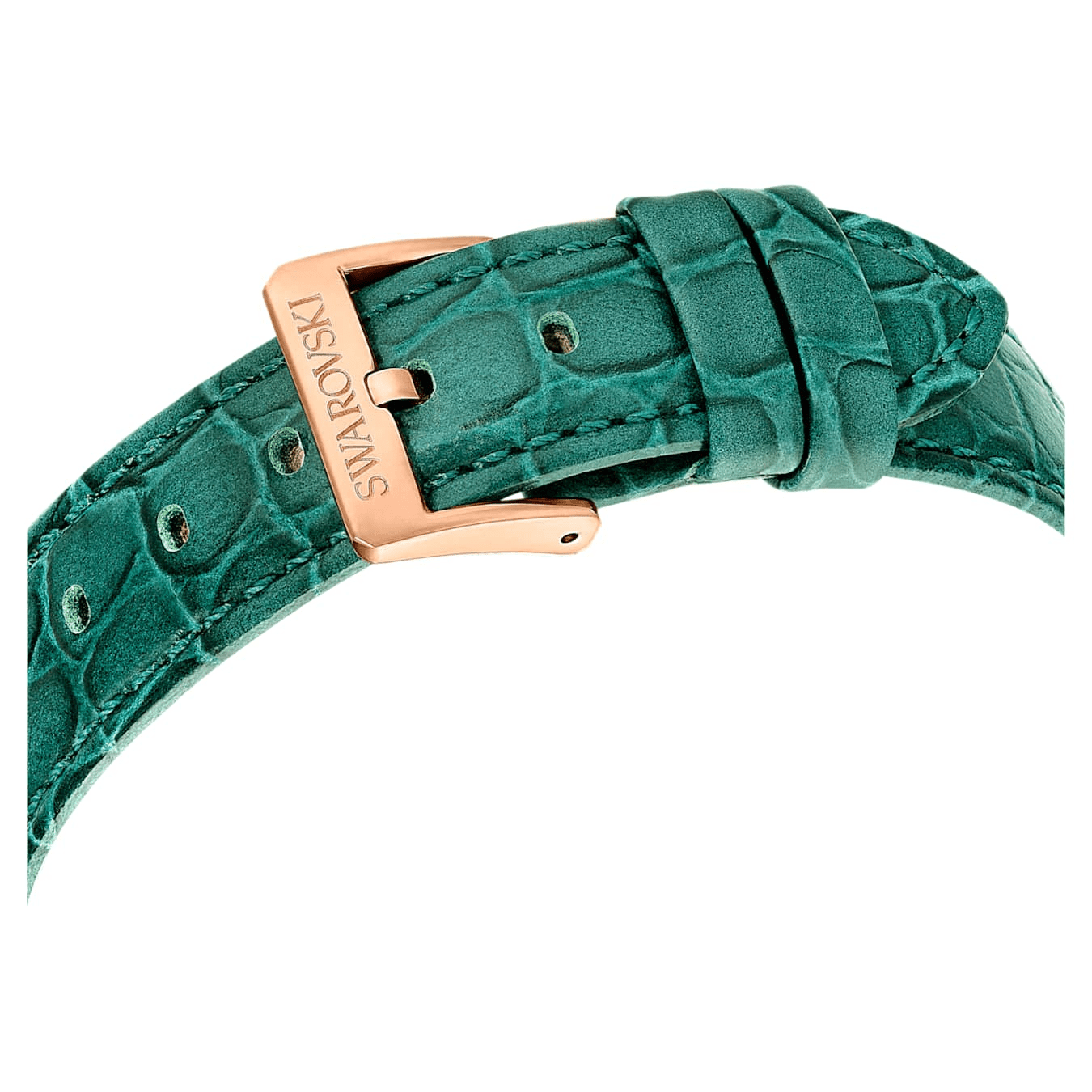 Octea Chrono Watch Swiss Made Leather Strap Green Rose gold-tone finish -Swarovski